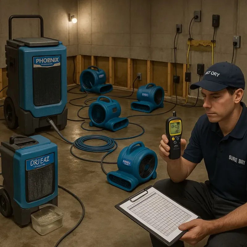 Structural Drying and Dehumidification process in Sharon, MA